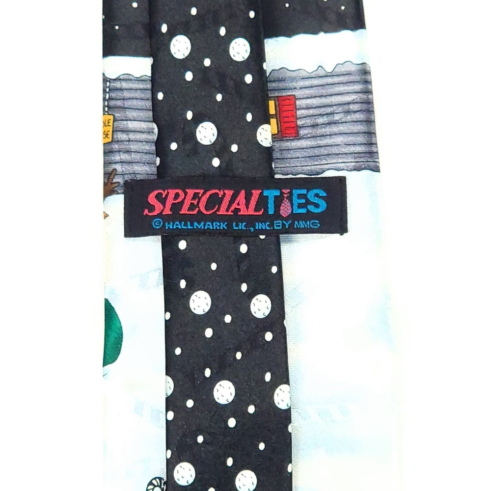 Specialties Hallmark Mens Christmas Golf Santa Sleigh Holiday‎ Tie Green Red - Picture 5 of 6